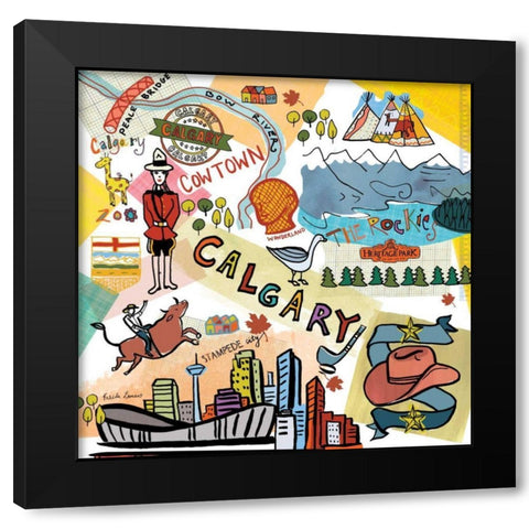 Global Travel XII Black Modern Wood Framed Art Print by Zaman, Farida