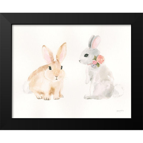 Spring Sentiments Bunny Rabbits Black Modern Wood Framed Art Print by Jackson, Jenaya