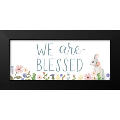 Spring Sentiments II Bunny White Black Modern Wood Framed Art Print by Jackson, Jenaya