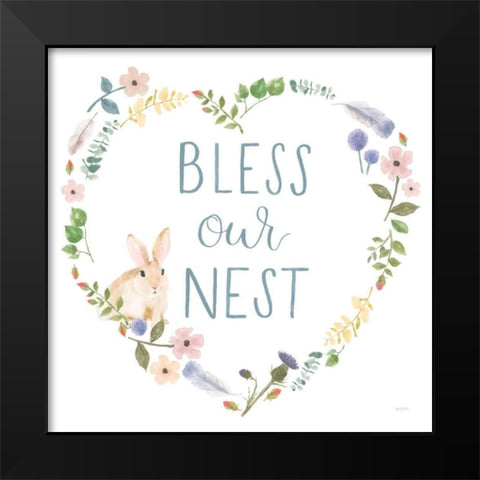 Spring Sentiments VII Bunny White Black Modern Wood Framed Art Print by Jackson, Jenaya