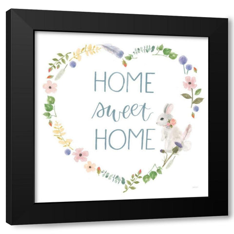 Spring Sentiments VIII Bunny White Black Modern Wood Framed Art Print by Jackson, Jenaya