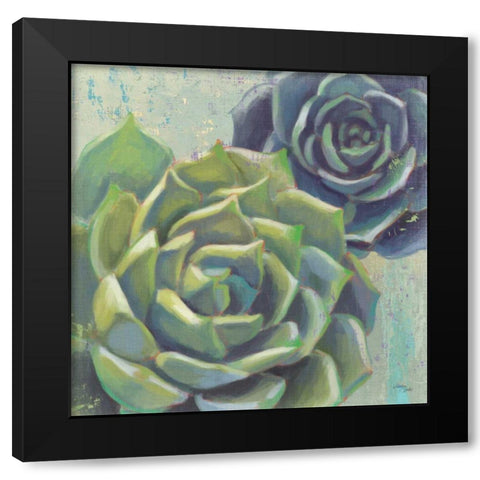 Succulents I Crop Black Modern Wood Framed Art Print with Double Matting by Wellington Studio