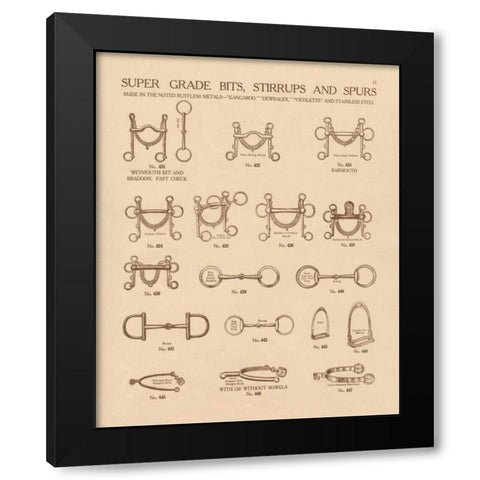 Equine Riding Gear I v2 Black Modern Wood Framed Art Print by Wild Apple Portfolio