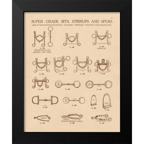 Equine Riding Gear I v2 Black Modern Wood Framed Art Print by Wild Apple Portfolio