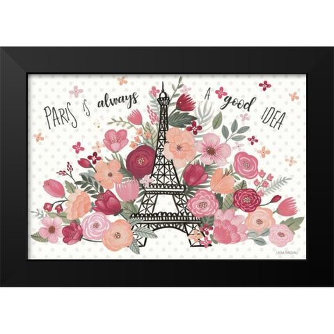 Paris is Blooming I Black Modern Wood Framed Art Print by Marshall, Laura