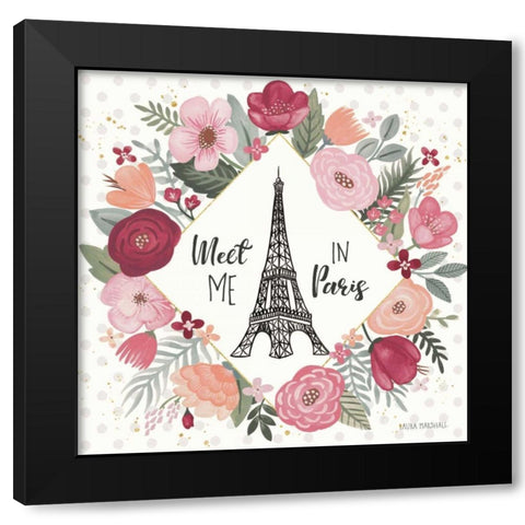 Paris is Blooming V Black Modern Wood Framed Art Print with Double Matting by Marshall, Laura