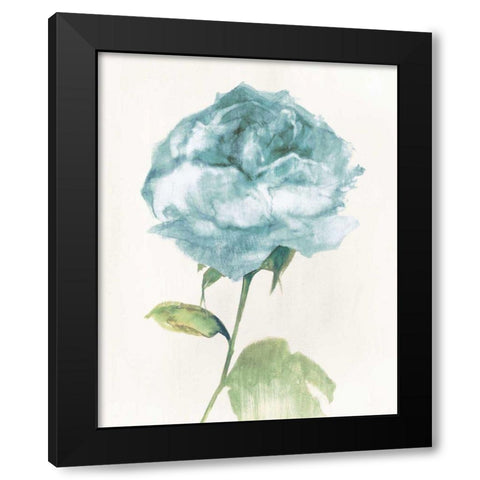 Antique Floral on Cream II Blue Black Modern Wood Framed Art Print with Double Matting by Wild Apple Portfolio