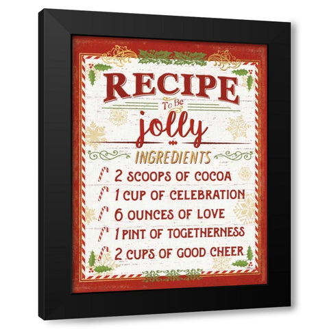 Holiday Recipe III Script Black Modern Wood Framed Art Print with Double Matting by Pela Studio