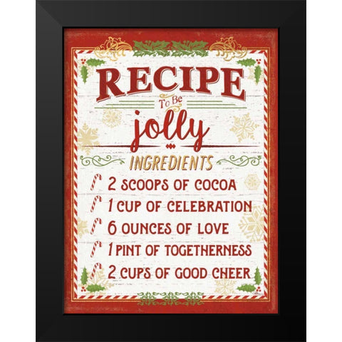 Holiday Recipe III Script Black Modern Wood Framed Art Print by Pela Studio