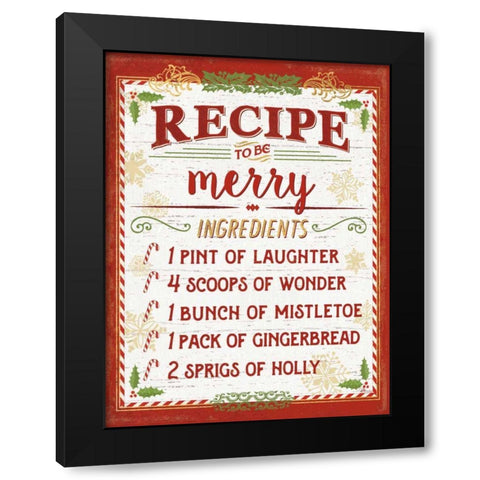 Holiday Recipe IV Script Black Modern Wood Framed Art Print with Double Matting by Pela Studio