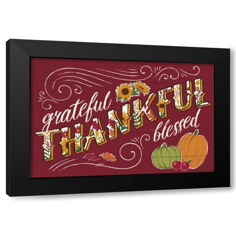 Thankful I Red Black Modern Wood Framed Art Print with Double Matting by Penner, Janelle