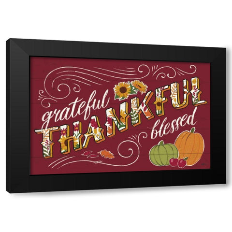 Thankful I Red Black Modern Wood Framed Art Print by Penner, Janelle