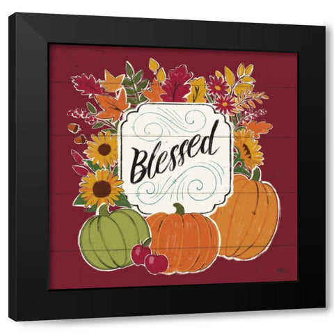 Thankful III Red Black Modern Wood Framed Art Print with Double Matting by Penner, Janelle