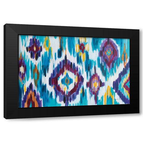 Ikat Jewel I Black Modern Wood Framed Art Print by Zaman, Farida