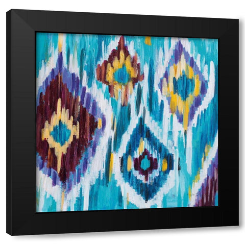 Ikat Jewel III Black Modern Wood Framed Art Print with Double Matting by Zaman, Farida