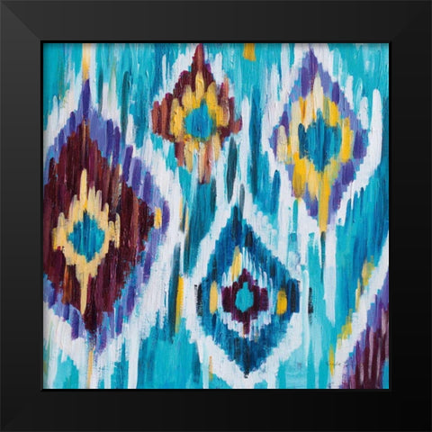 Ikat Jewel III Black Modern Wood Framed Art Print by Zaman, Farida