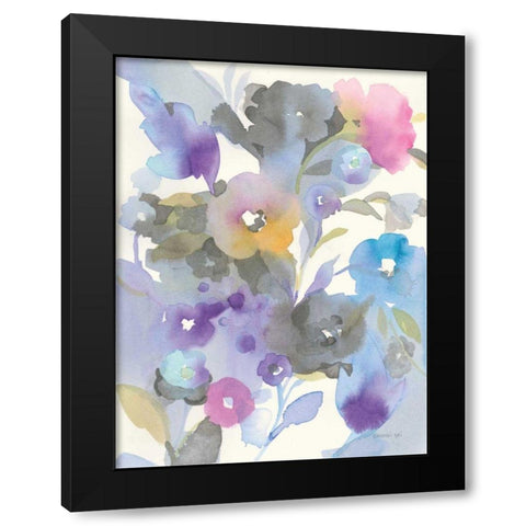 Jewel Garden I Black Modern Wood Framed Art Print with Double Matting by Nai, Danhui