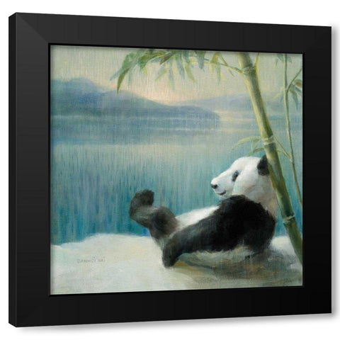 Resting in Bamboo Black Modern Wood Framed Art Print with Double Matting by Nai, Danhui