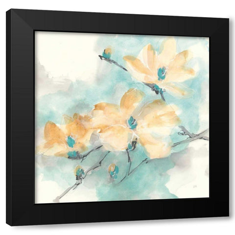 Teal Buds II Black Modern Wood Framed Art Print by Paschke, Chris