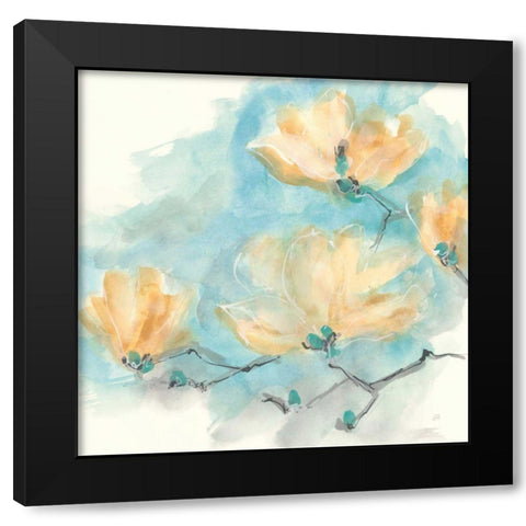 Teal Buds III Black Modern Wood Framed Art Print by Paschke, Chris