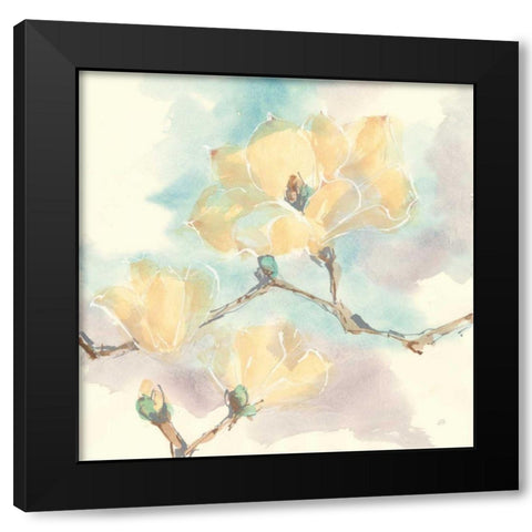 Magnolias in White I Black Modern Wood Framed Art Print by Paschke, Chris
