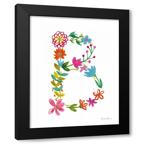 Floral Alphabet Letter II Black Modern Wood Framed Art Print with Double Matting by Zaman, Farida