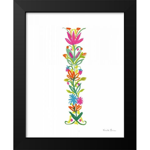 Floral Alphabet Letter IX Black Modern Wood Framed Art Print by Zaman, Farida