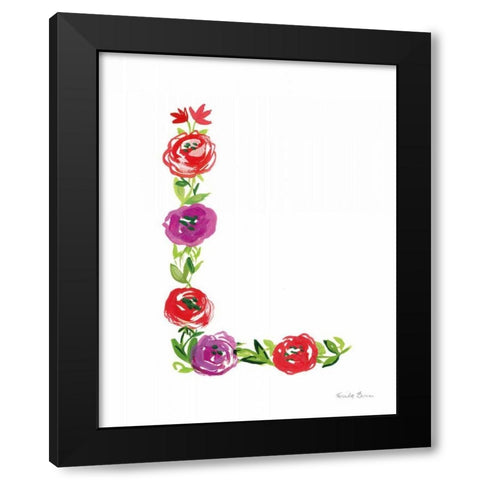 Floral Alphabet Letter XII Black Modern Wood Framed Art Print with Double Matting by Zaman, Farida