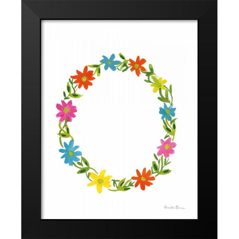 Floral Alphabet Letter XV Black Modern Wood Framed Art Print by Zaman, Farida