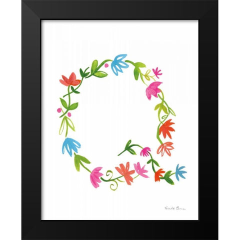 Floral Alphabet Letter XVII Black Modern Wood Framed Art Print by Zaman, Farida