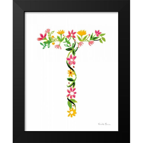 Floral Alphabet Letter XX Black Modern Wood Framed Art Print by Zaman, Farida