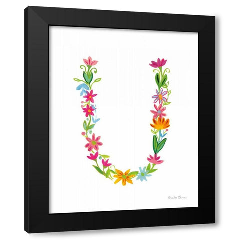 Floral Alphabet Letter XXI Black Modern Wood Framed Art Print with Double Matting by Zaman, Farida