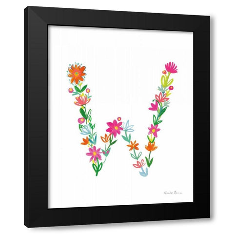Floral Alphabet Letter XXIII Black Modern Wood Framed Art Print by Zaman, Farida