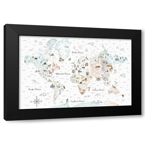 World Traveler I Black Modern Wood Framed Art Print by Marshall, Laura