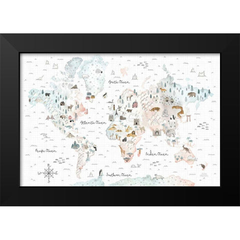 World Traveler I Black Modern Wood Framed Art Print by Marshall, Laura