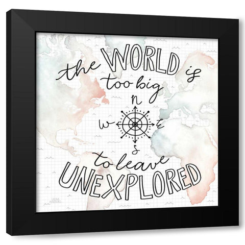 World Traveler II Black Modern Wood Framed Art Print by Marshall, Laura
