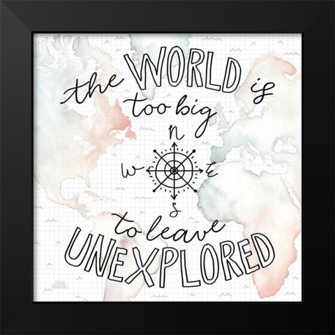 World Traveler II Black Modern Wood Framed Art Print by Marshall, Laura