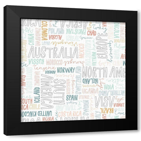 World Traveler Pattern I Black Modern Wood Framed Art Print by Marshall, Laura