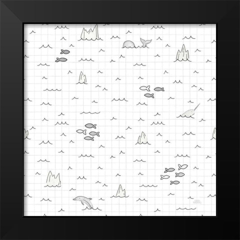 World Traveler Pattern III Black Modern Wood Framed Art Print by Marshall, Laura