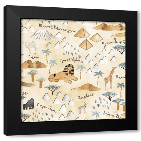 World Traveler Pattern VIII Black Modern Wood Framed Art Print with Double Matting by Marshall, Laura