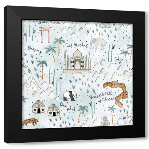 World Traveler Pattern IX Black Modern Wood Framed Art Print by Marshall, Laura