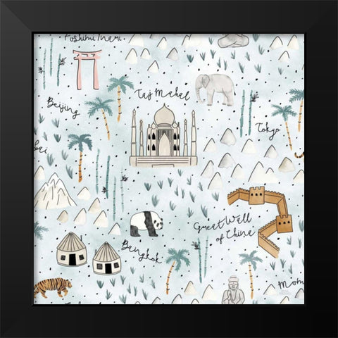 World Traveler Pattern IX Black Modern Wood Framed Art Print by Marshall, Laura