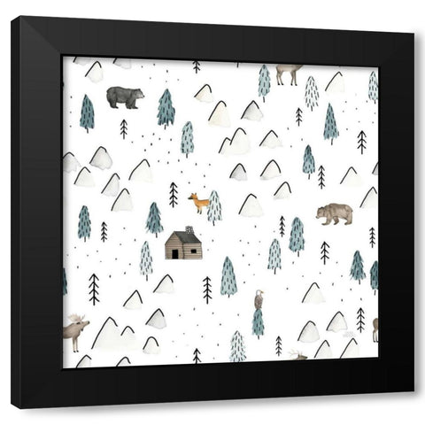 World Traveler Pattern XVI Black Modern Wood Framed Art Print with Double Matting by Marshall, Laura