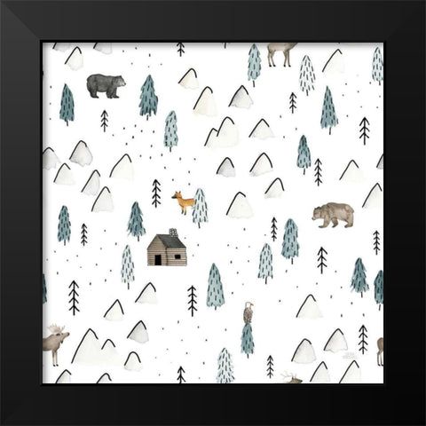 World Traveler Pattern XVI Black Modern Wood Framed Art Print by Marshall, Laura
