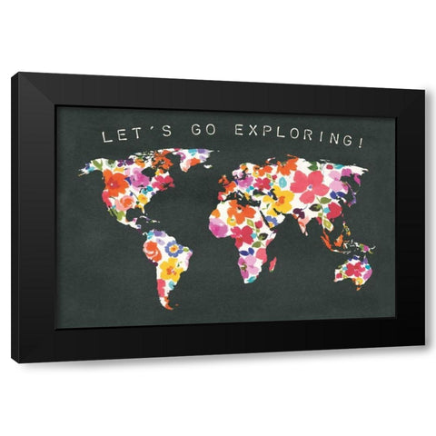 Bright World Black Black Modern Wood Framed Art Print by Wild Apple Portfolio