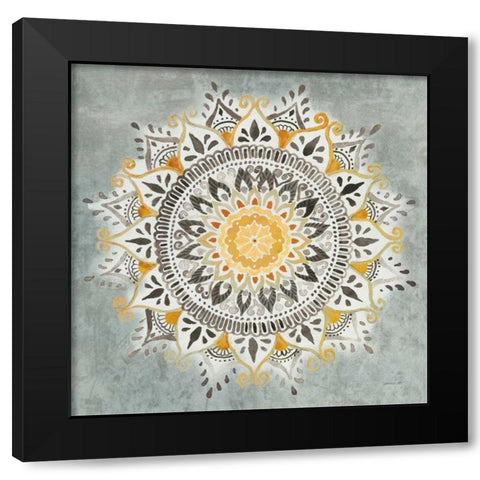 Mandala Delight I Yellow Grey Black Modern Wood Framed Art Print with Double Matting by Nai, Danhui