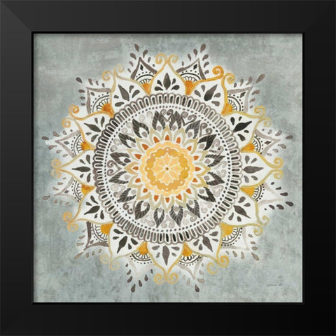 Mandala Delight I Yellow Grey Black Modern Wood Framed Art Print by Nai, Danhui