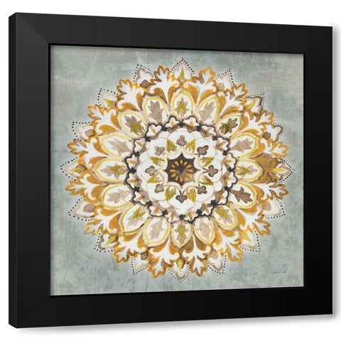 Mandala Delight II Yellow Grey Black Modern Wood Framed Art Print with Double Matting by Nai, Danhui