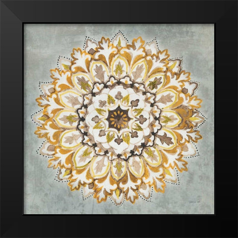 Mandala Delight II Yellow Grey Black Modern Wood Framed Art Print by Nai, Danhui