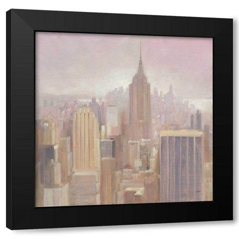 Manhattan in the Mist v2 Black Modern Wood Framed Art Print with Double Matting by Purinton, Julia
